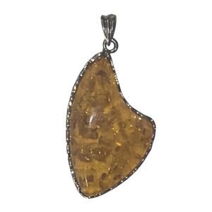 Vintage Large Honey Golden Lucite Faux Amber Resin Pendant